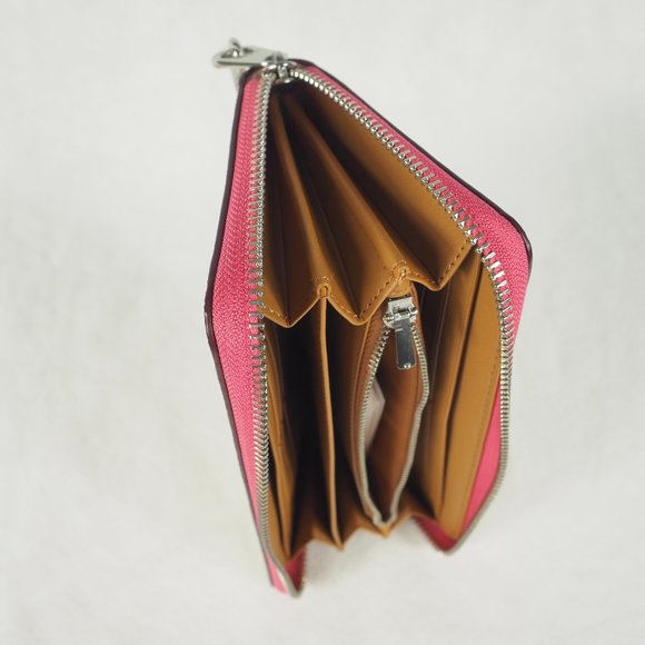 Coach Wallet Long Zip Around Leather Popsicle Print Chalk White Pink Multi C4530 - Picture 9 of 10